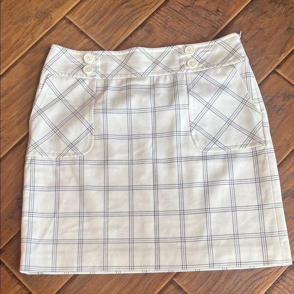 Loft Plaid Cream Skirt - Size 8